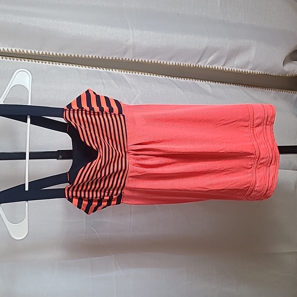 Lululemon Back On Track Tank Top Size 12 Light Flare Orange Inkwell Navy Blue - Picture 2 of 6